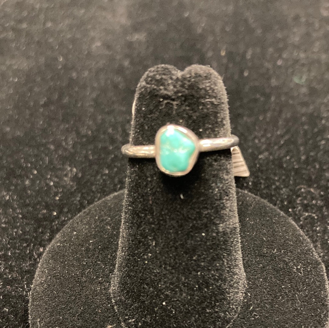 Turquoise Stackable Crystal Ring - Sterling Silver