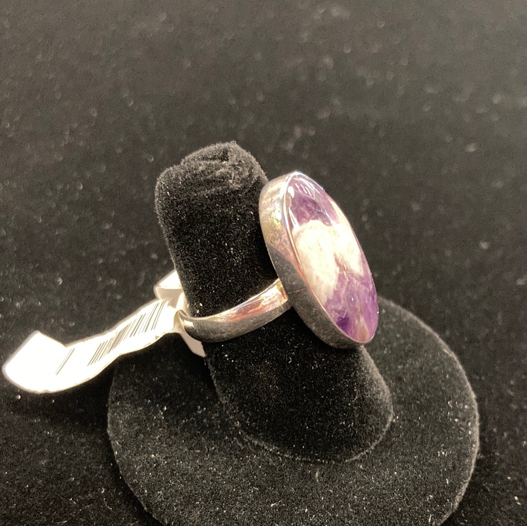 Chevron Amethyst Ring - Sterling Silver