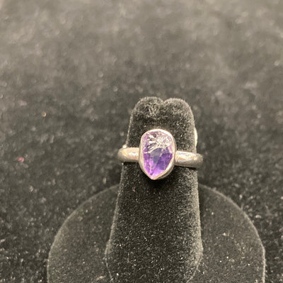 Raw Amethyst Ring Sterling Silver