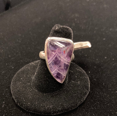 Chevron Amethyst Free Form Ring 925 Sterling Silver Size 9.5