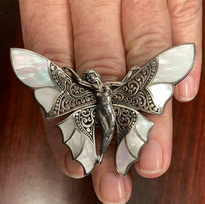 Fairy w/Mother of Pearl Wings Ring Sterling Silver