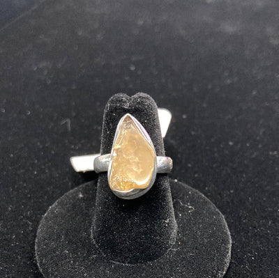 Fire Opal Free Form Ring 925 Sterling Silver Size 7.5