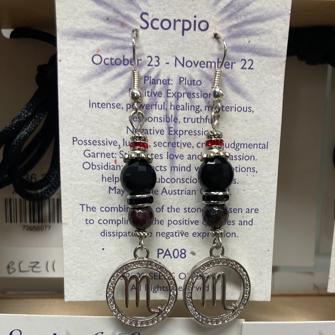 Scorpio Zodiac Earrings Seeds Of Light