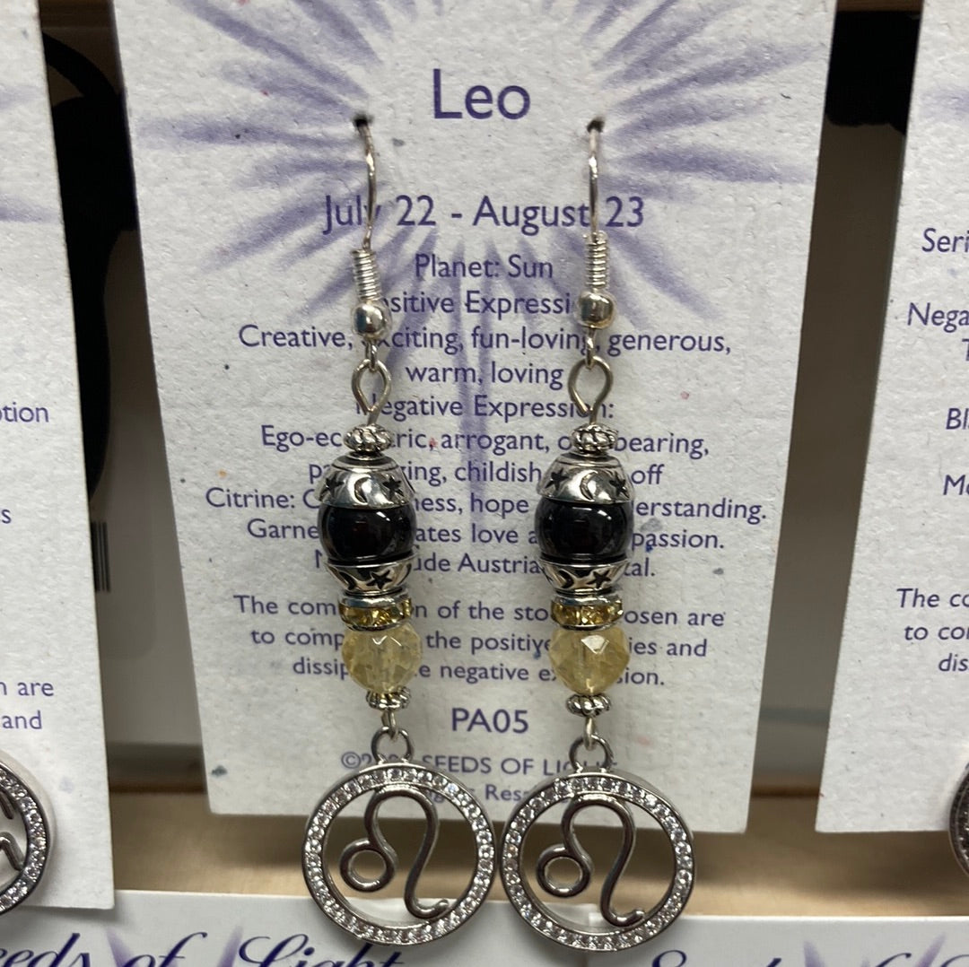 Leo Zodiac Earrings Seeds Of Light