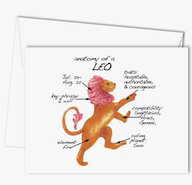 Leo Card Greeting/Birthday Blank Inside