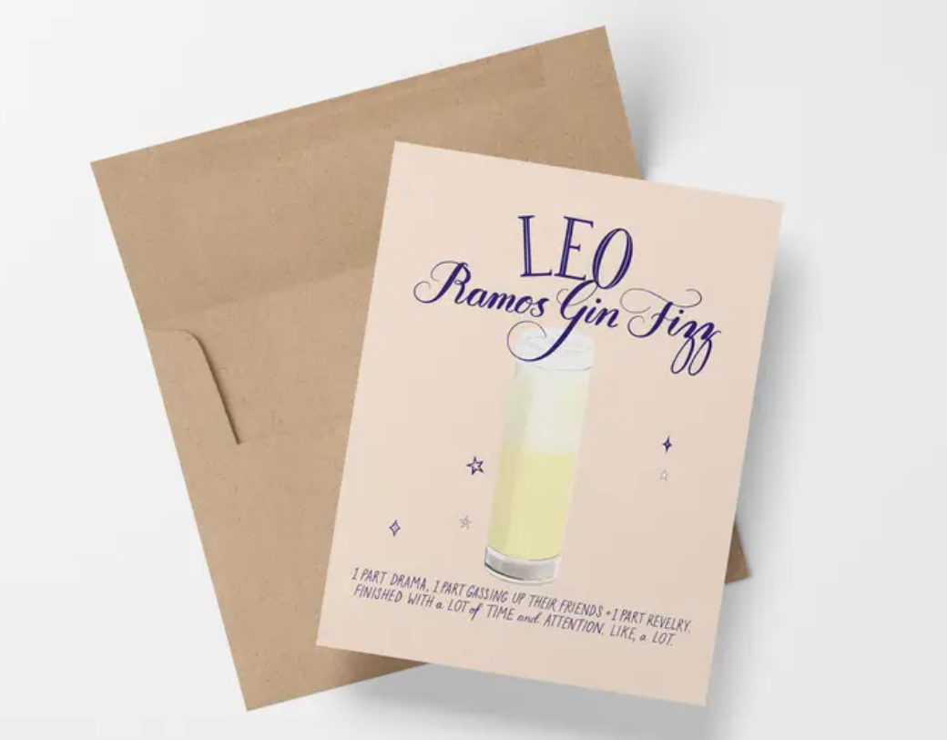 Leo - Cocktail Zodiac Astrology  Greeting/Birthday Card