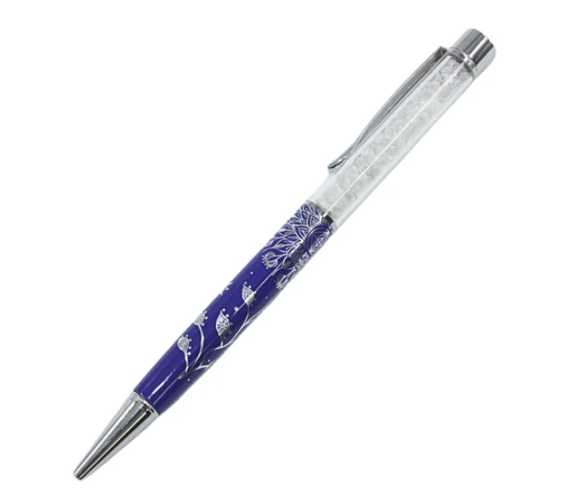 Lotus Silver Pen w/ Clear Quartz Crystals