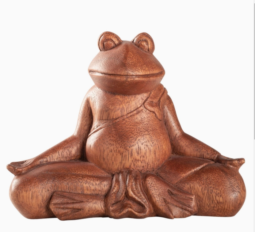 Meditating Frog - Wood