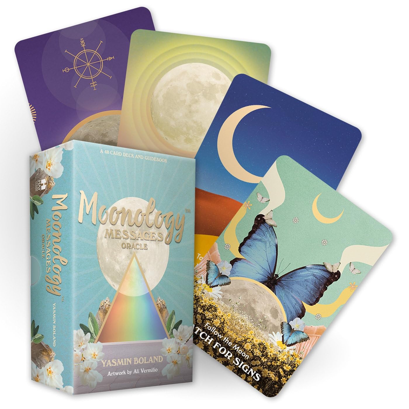 Moonology# Messages Oracle: A 48-Card Deck and Guidebook by Yasmin Boland (Author), Ali Vermilio (Illustrator)