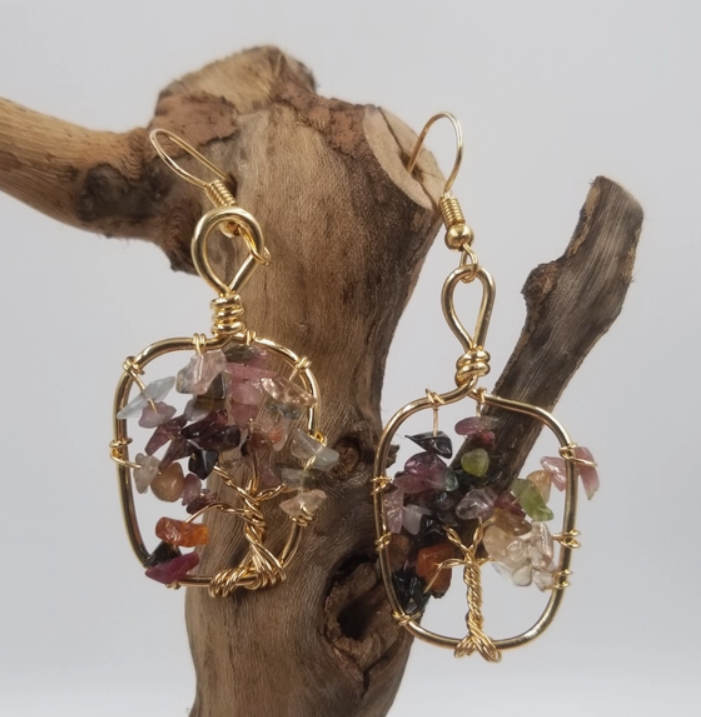 Tree of Life Handmade Crystal Earrings- Dangle