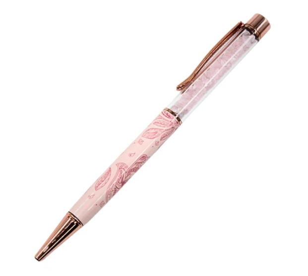 Pink Hamsa Pen w/ Rose Quartz Crystals