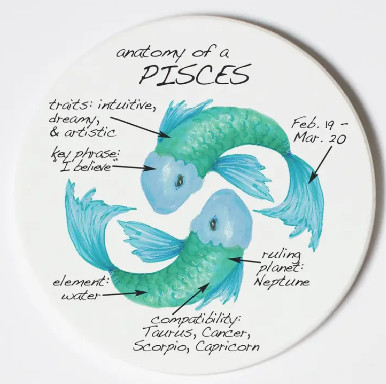 Pisces Coaster Zodiac Anatomy Characteristics