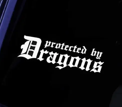 Protected by Dragons Sticker - White