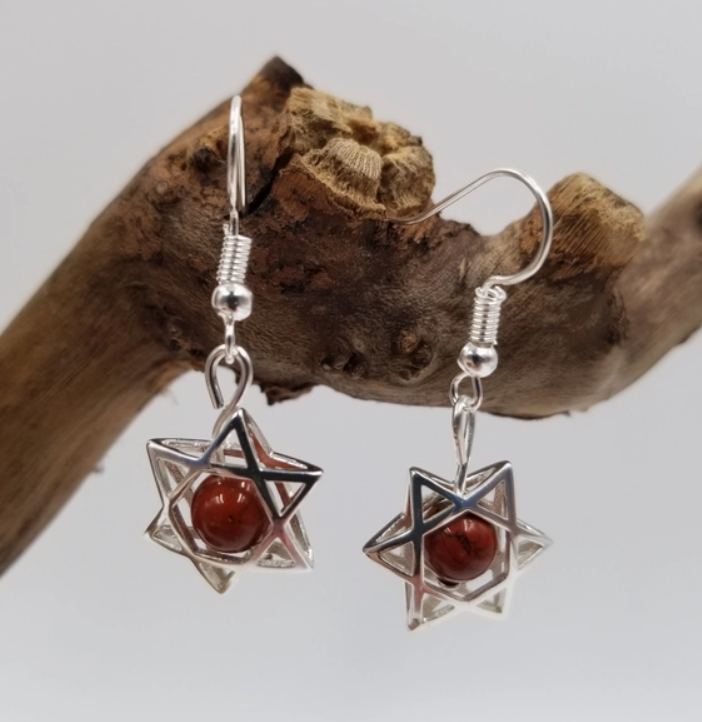 Red Jasper North Star Earrings- Dangle