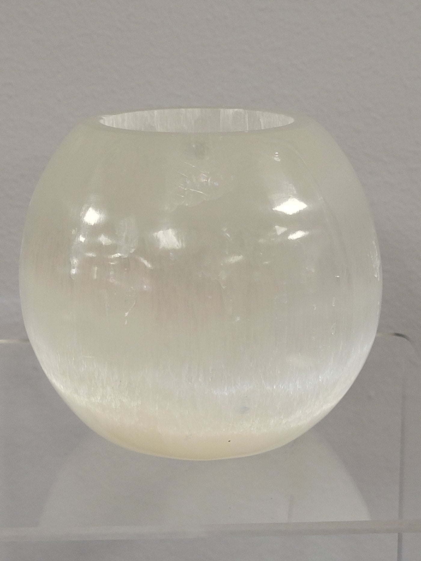 Round Selenite Candle Holder 2.5" H