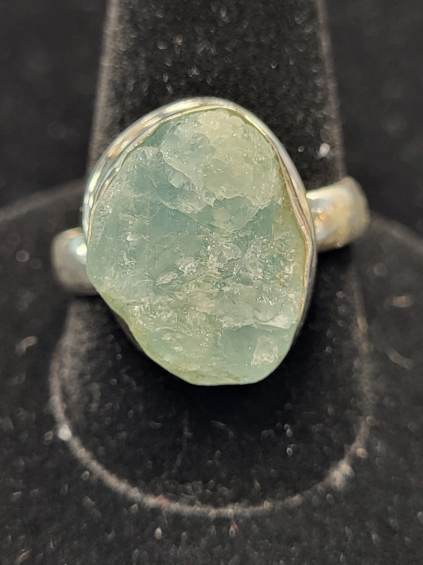 10 Aquamarine Freeform Ring Sterling Silver Size 10