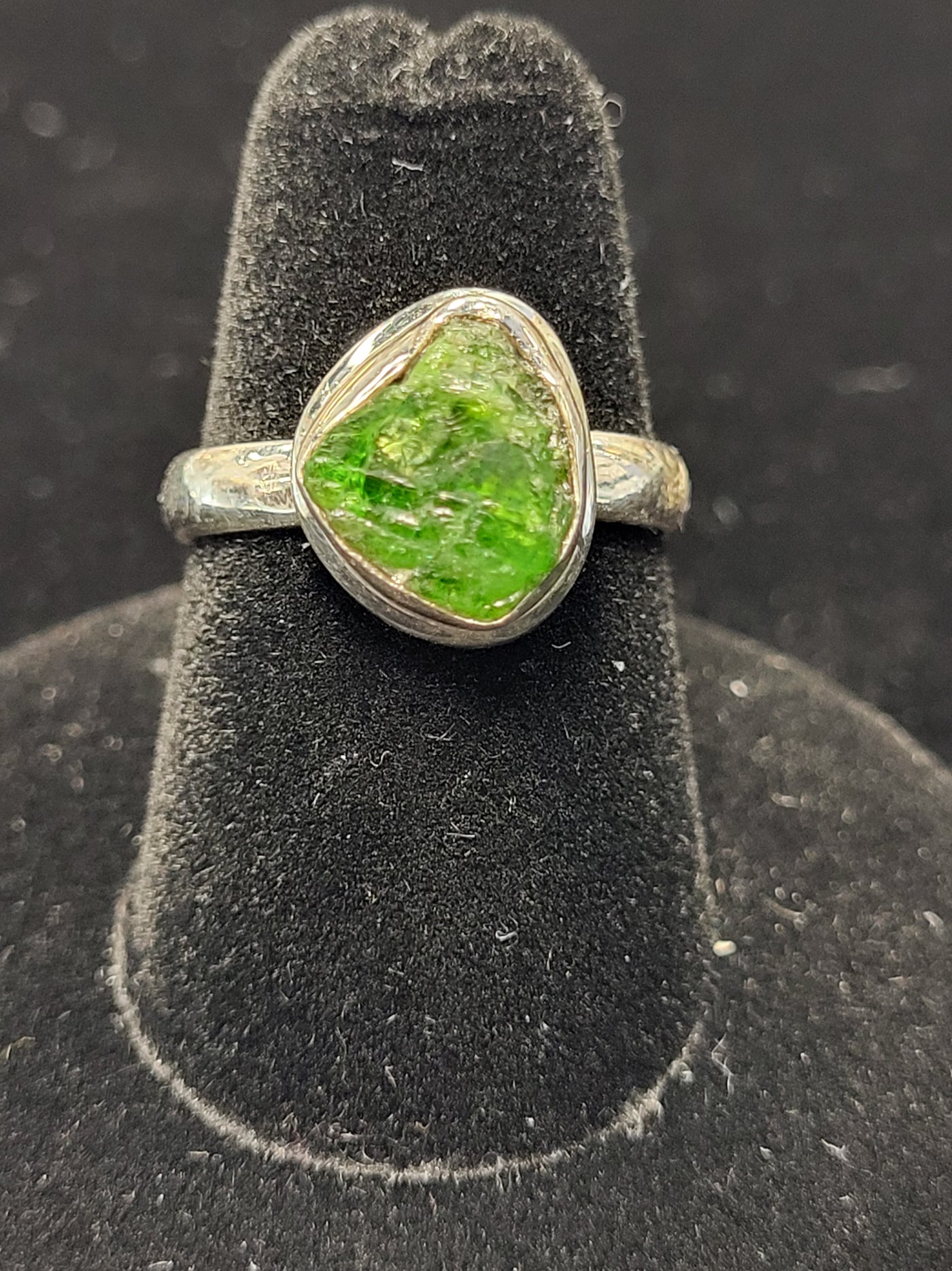 Chrome Diopside Freeform Ring Sterling Silver Size 7