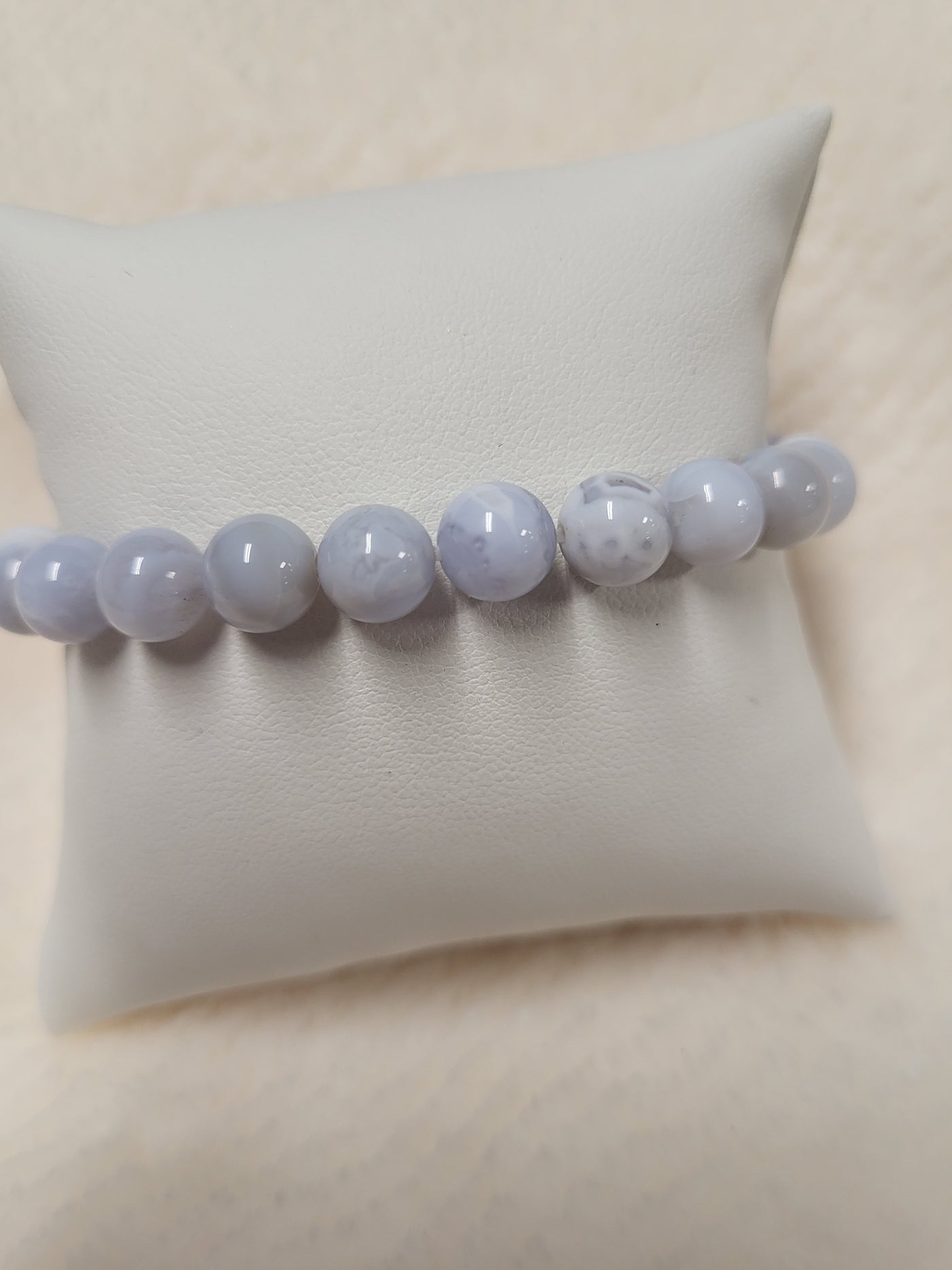 Blue Lace Agate Beaded Bracelet 8mm