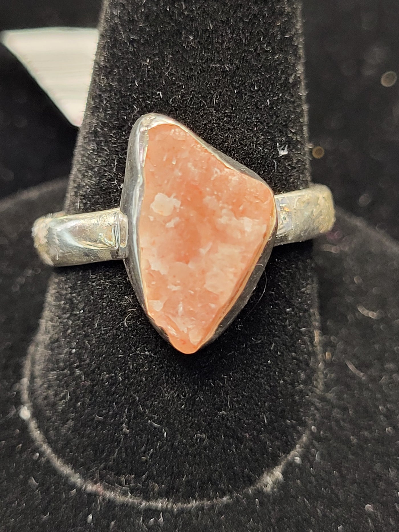 Sunstone Raw Freeform Ring 925 Sterling Silver Size 9.5