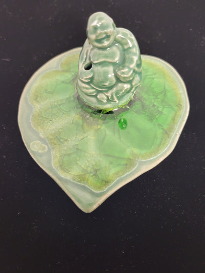 Buddha On Leaf Ceramic Ash Catcher