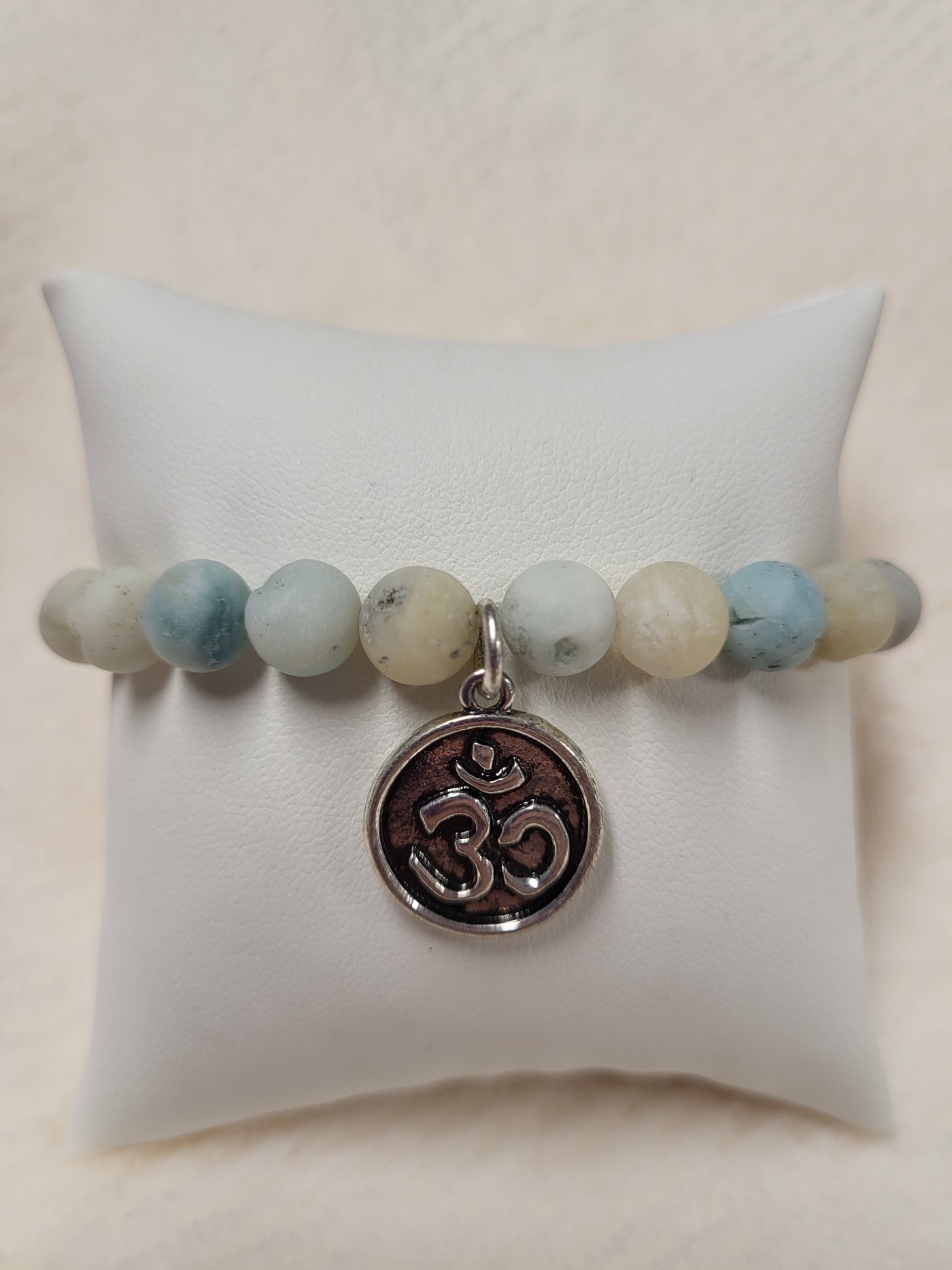 Amazonite Bracelet w/Om Charm 8mm