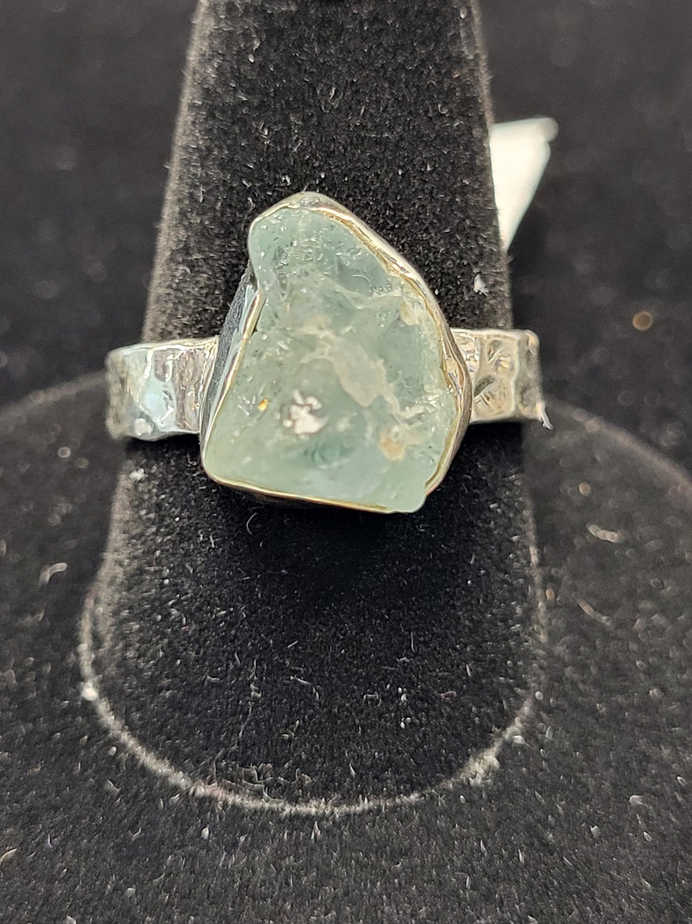 Aquamarine Raw Freeform Ring Sterling Silver Size 8.5