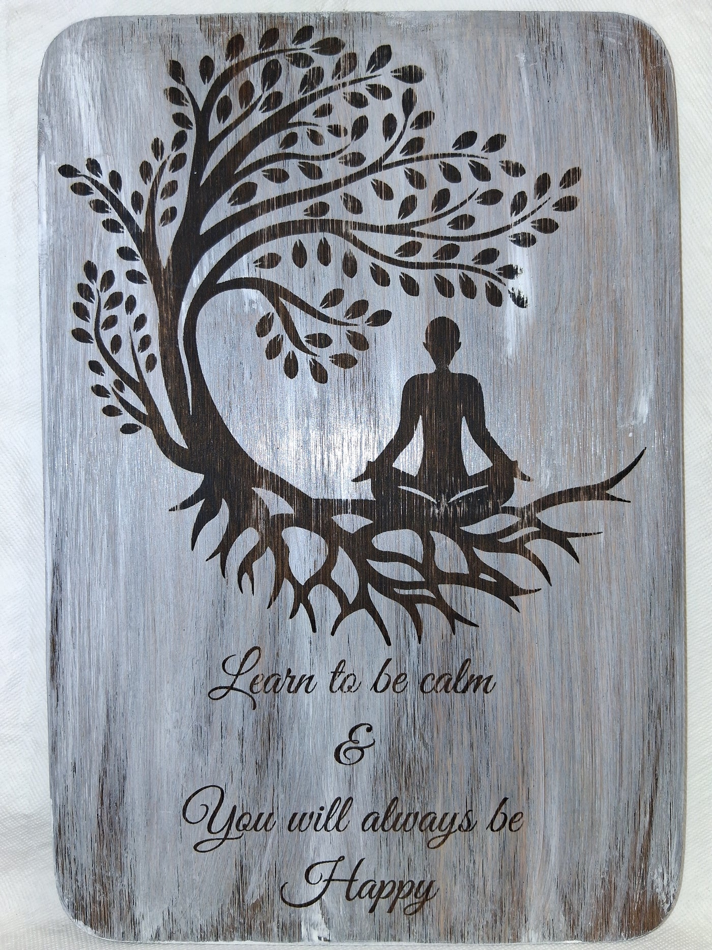 "Learn to be Calm" Vision Board Wood Etched Locally Handcrafted by Cassie