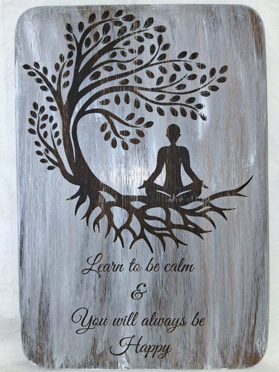 "Learn to be Calm" Vision Board Wood Etched Locally Handcrafted by Cassie