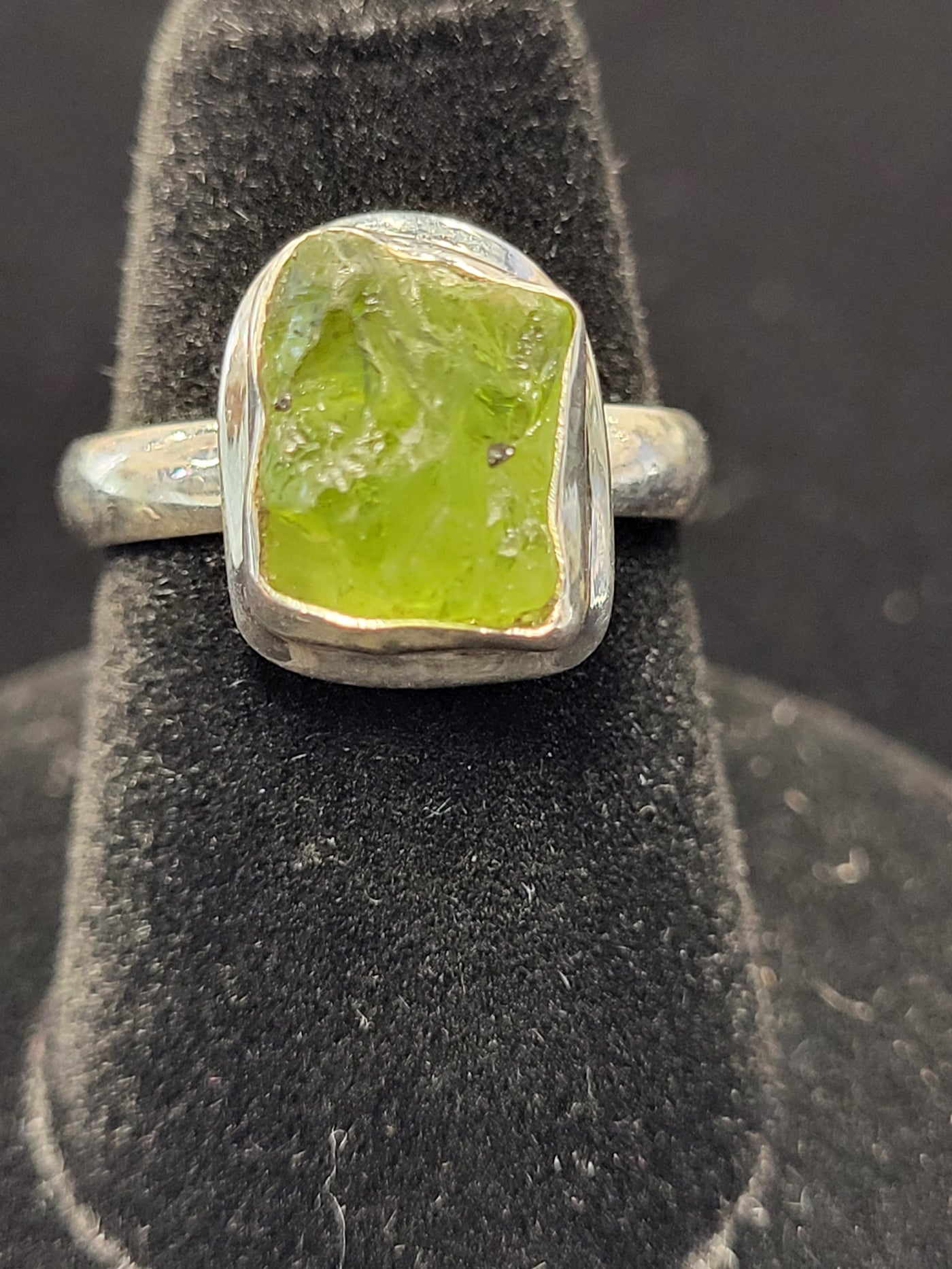 6.5 Peridot Freeform Ring Sterling Silver Size 6.5