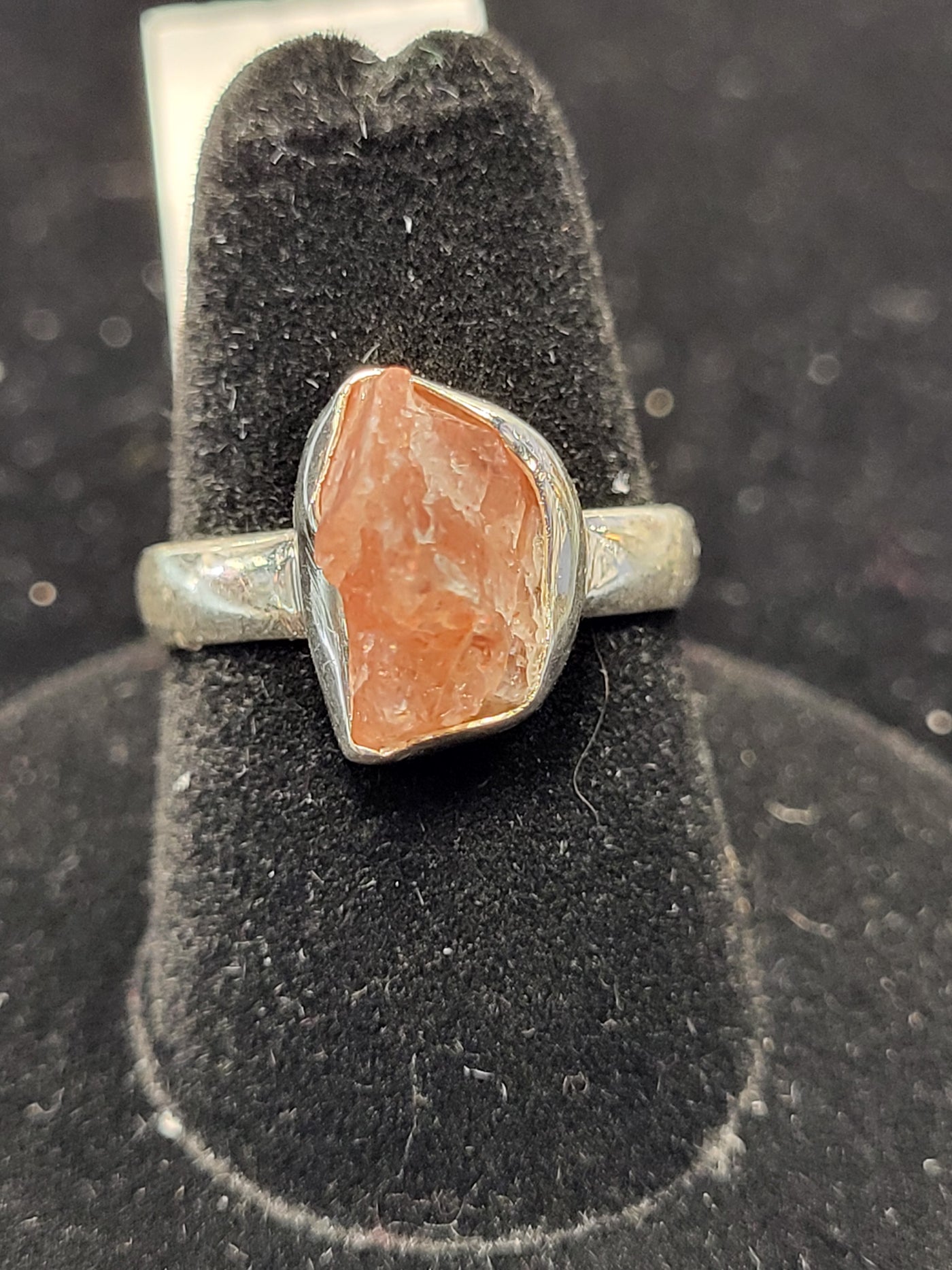 Sunstone Raw Freeform Ring 925 Sterling Silver Size 7