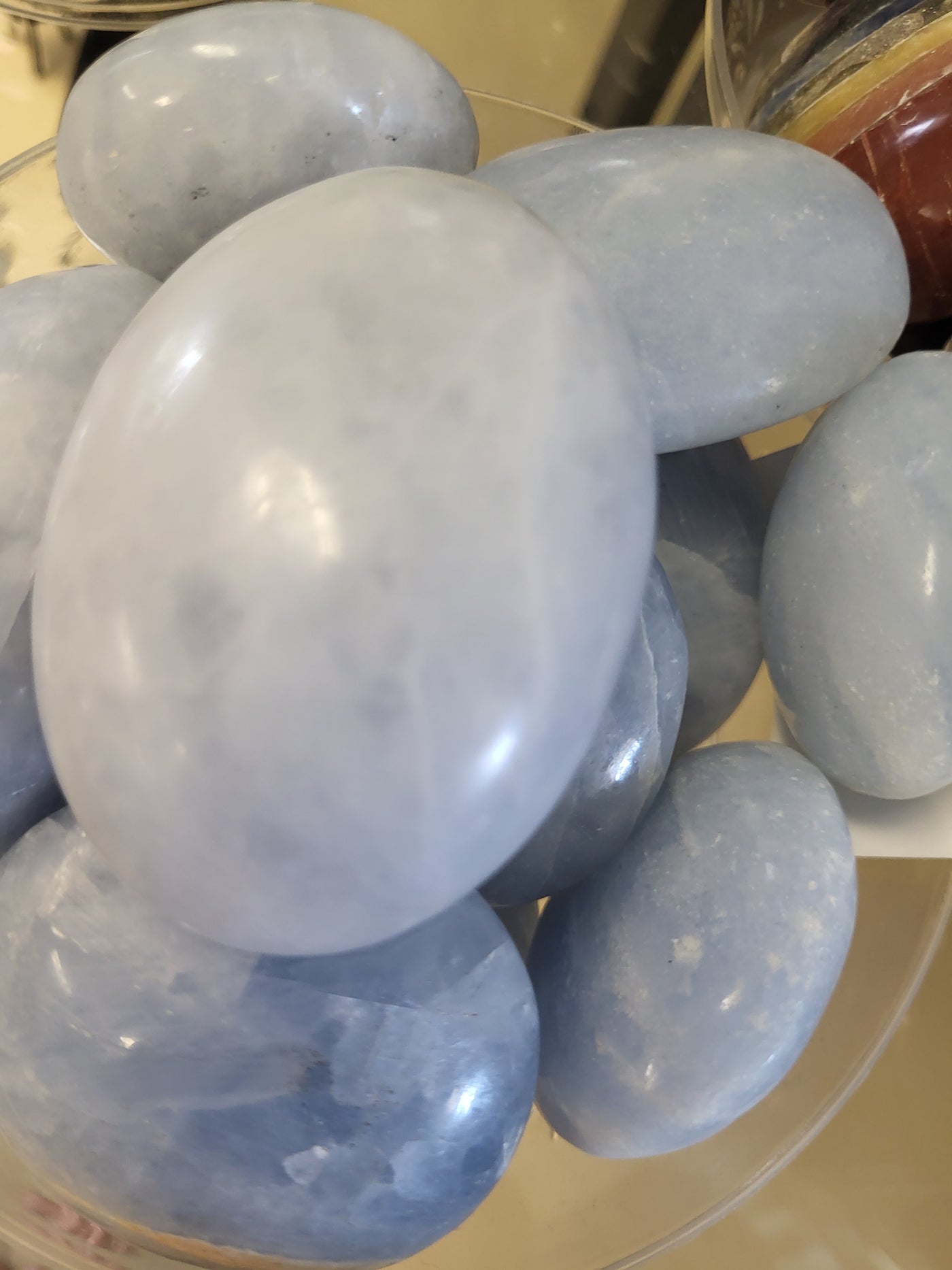 Blue Calcite Palm Stone