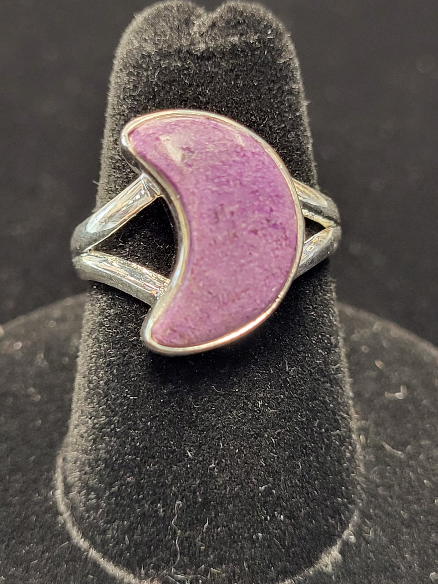 Stichtite Moon Sterling Silver Ring Size 6.5