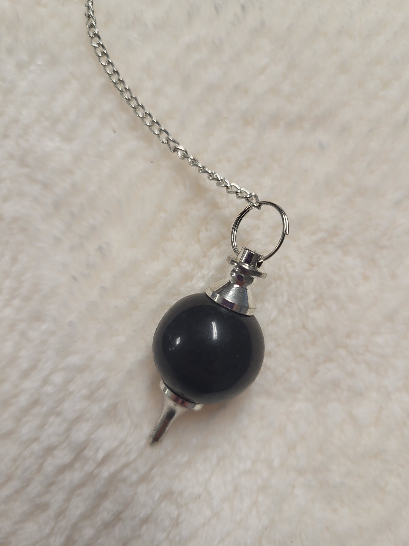 Black Tourmaline Sphere w/Metal Point Pendulum