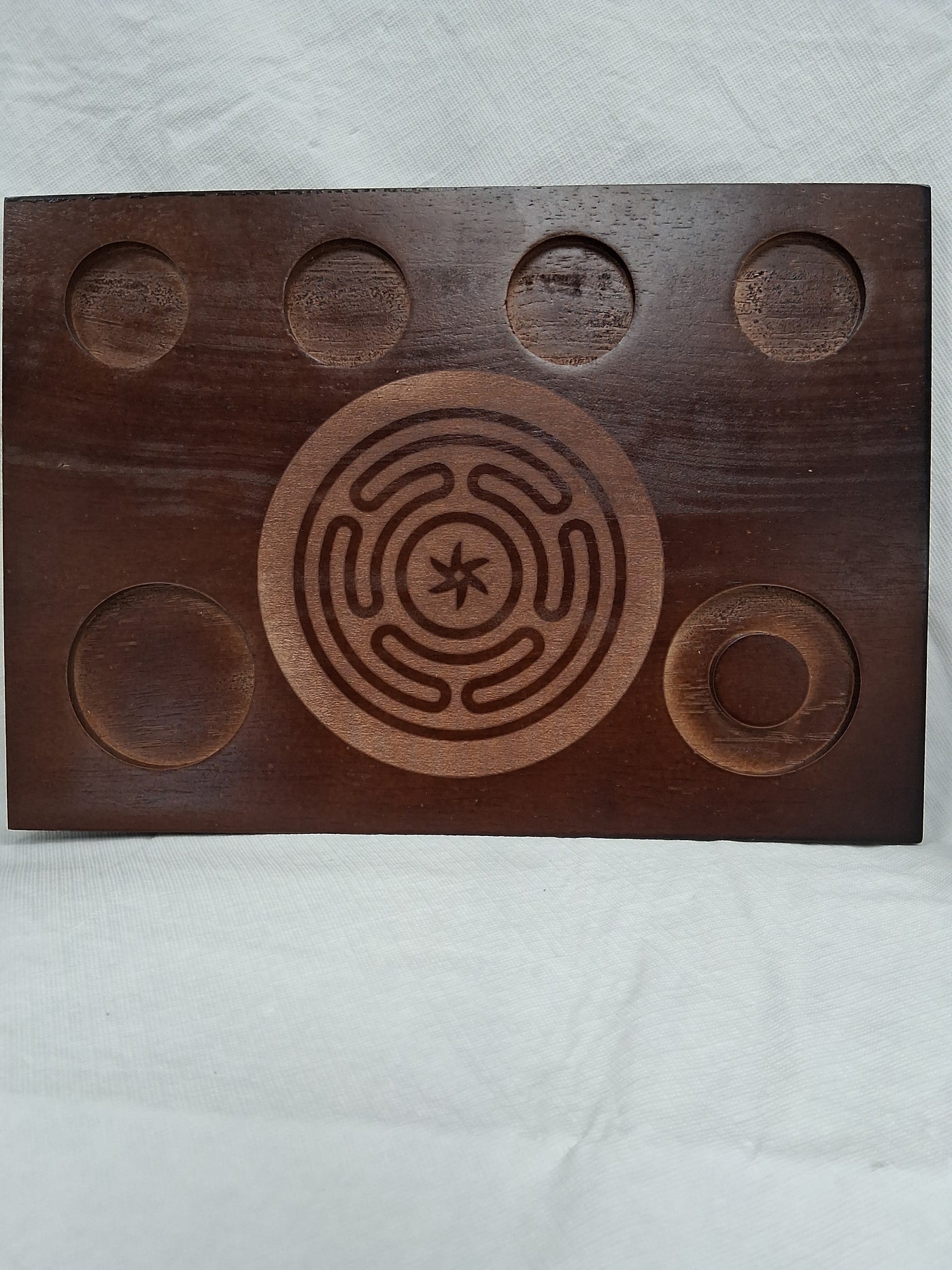 Wheel Hecate Altar/Candle/ Drink Board Etched Wood Handcrafted Locally by Cassie