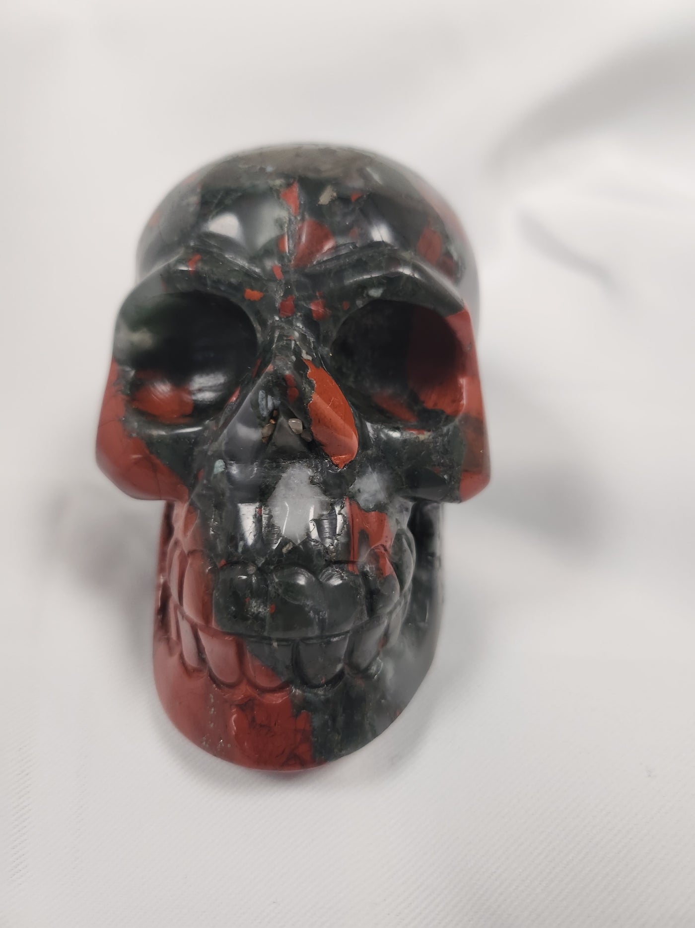 Bloodstone Carved Skull 4.12"