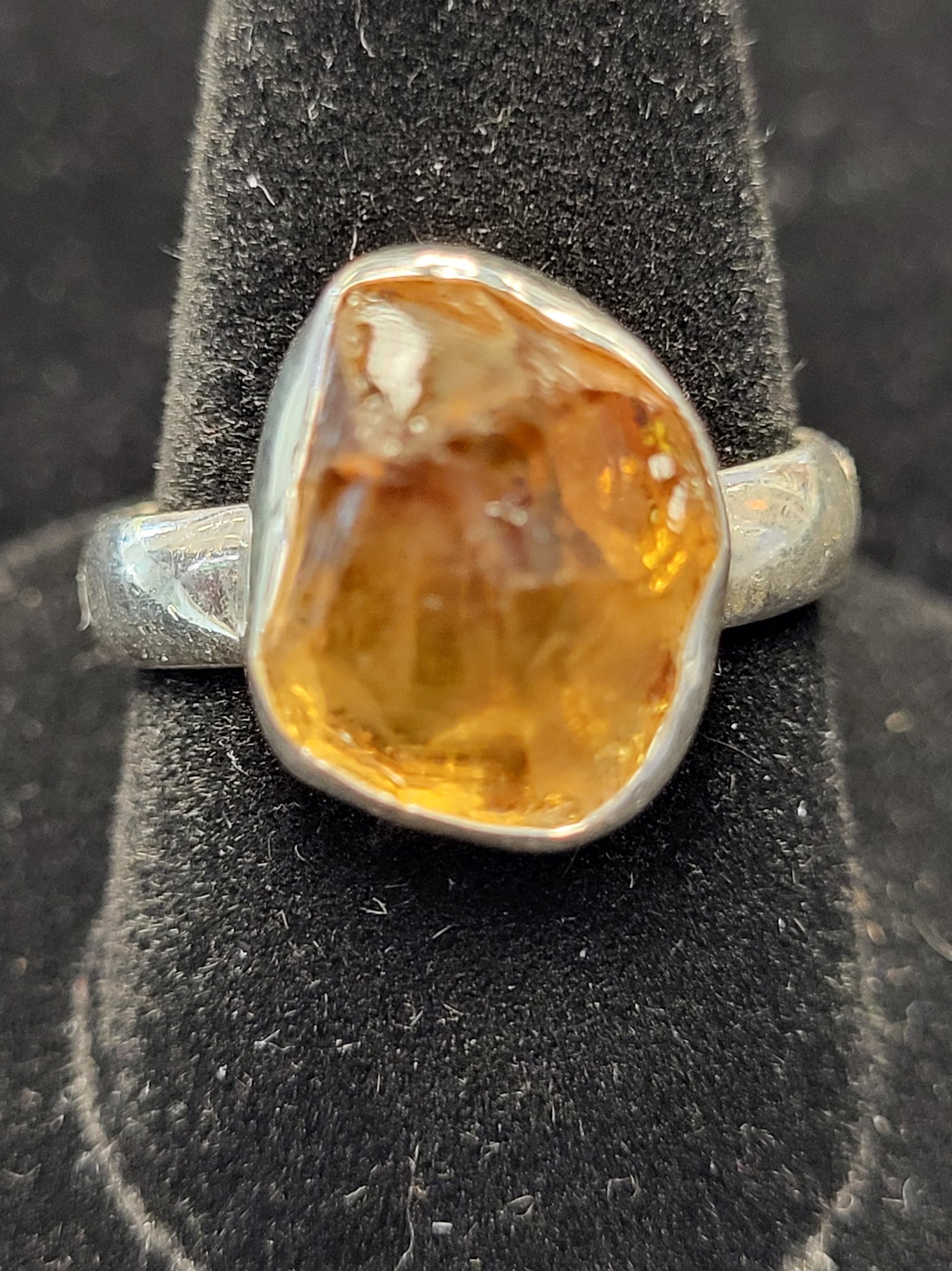 8.5 Citrine Raw Freeform Ring Sterling Silver Size 8.5