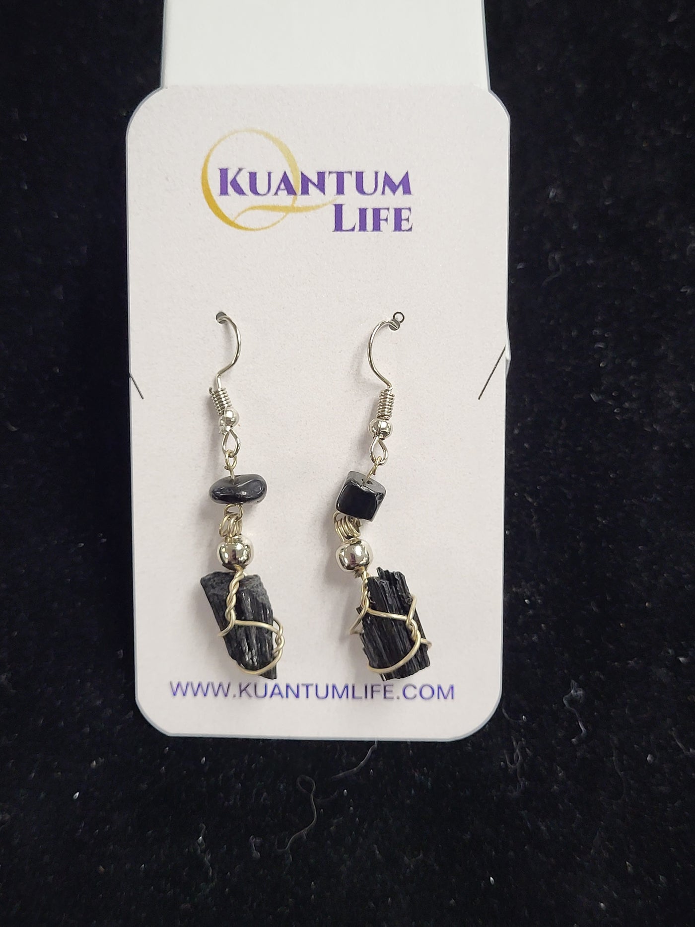 Black Tourmaline Wire Wrap Earrings