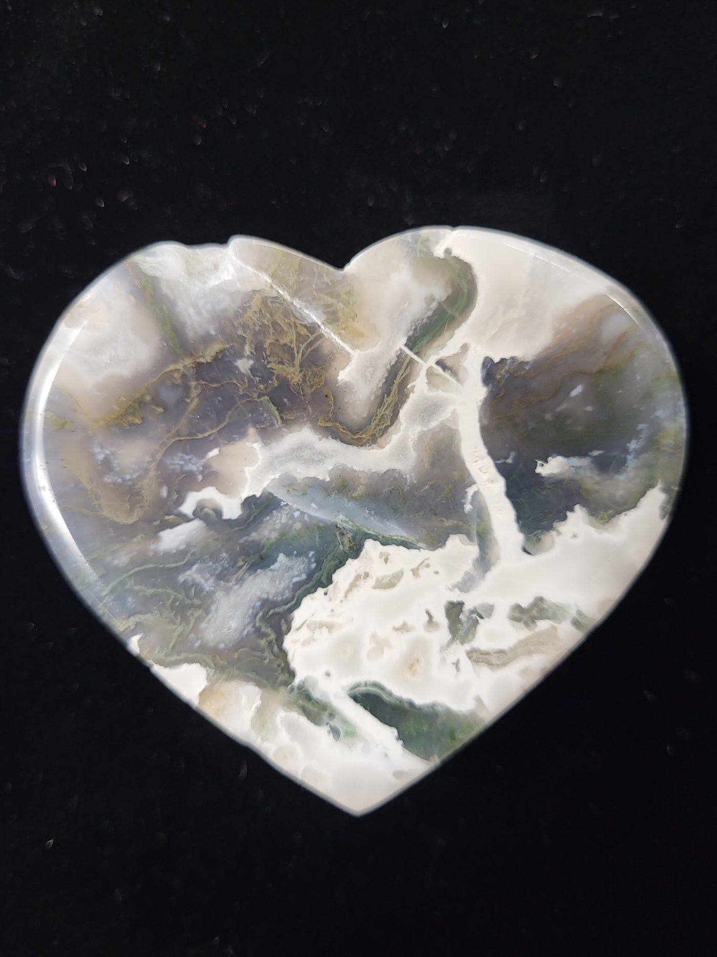 Moss Agate Heart Bowl 2.5"