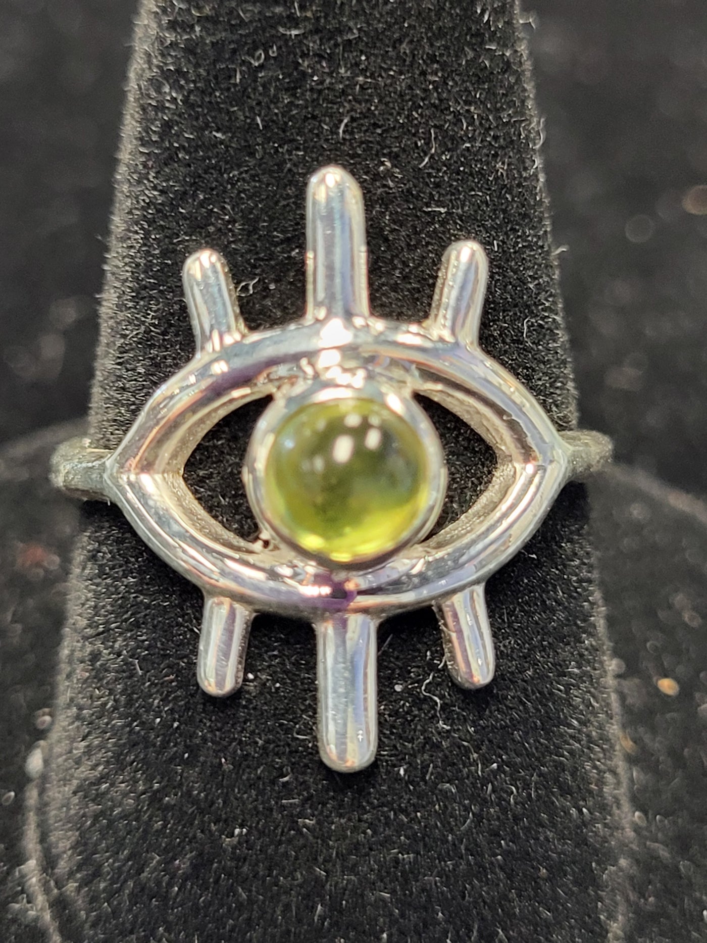 Peridot Evil Eye Ring Sterling Silver Size 8