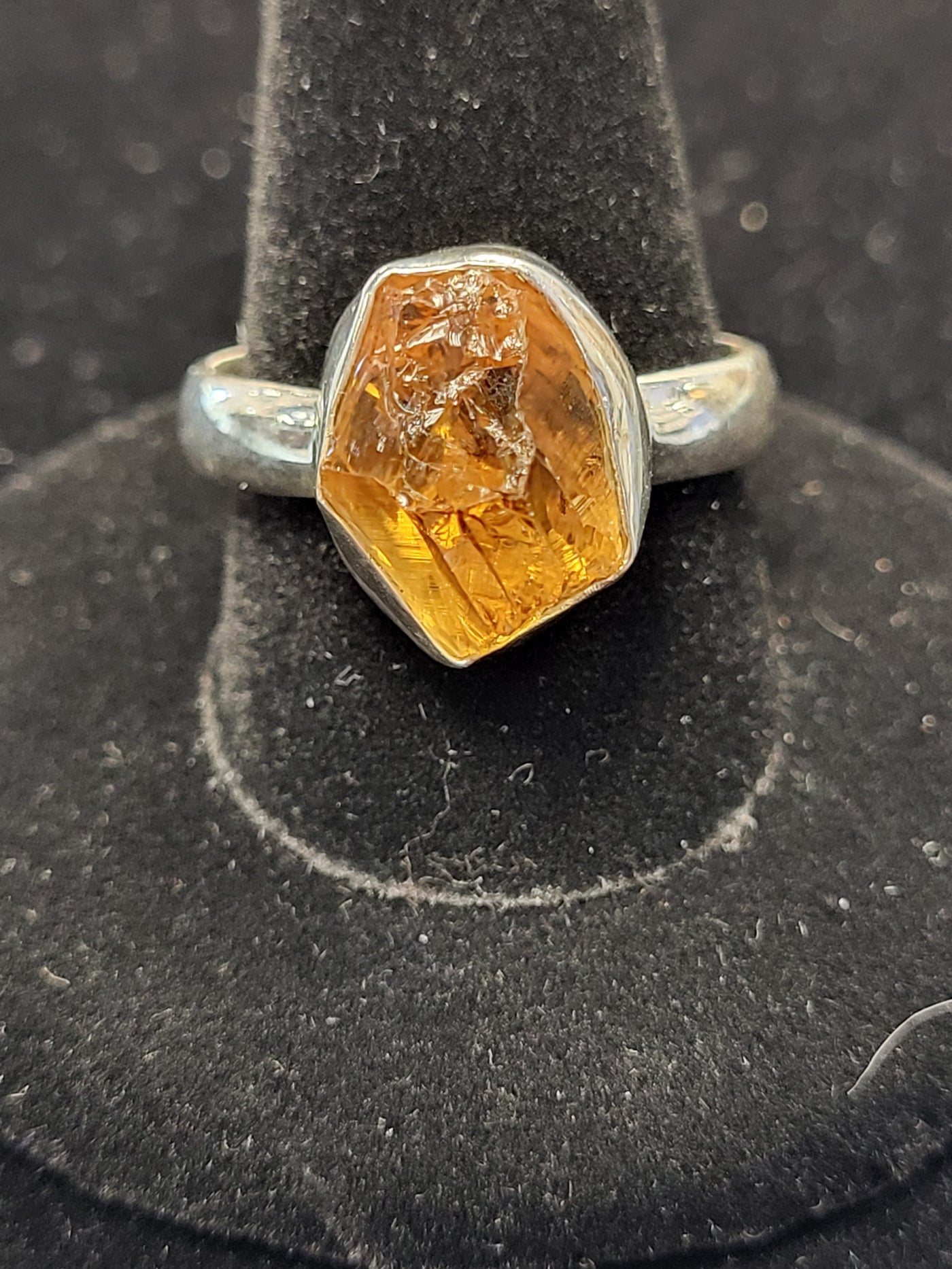 10 Citrine Raw Freeform Ring Sterling Silver Size 10