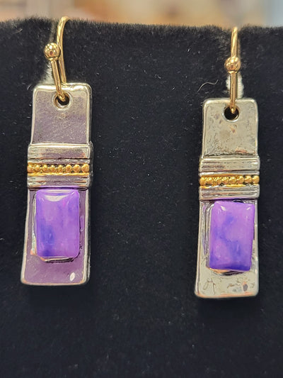 Vintage Purple Stone Dangle Earrings