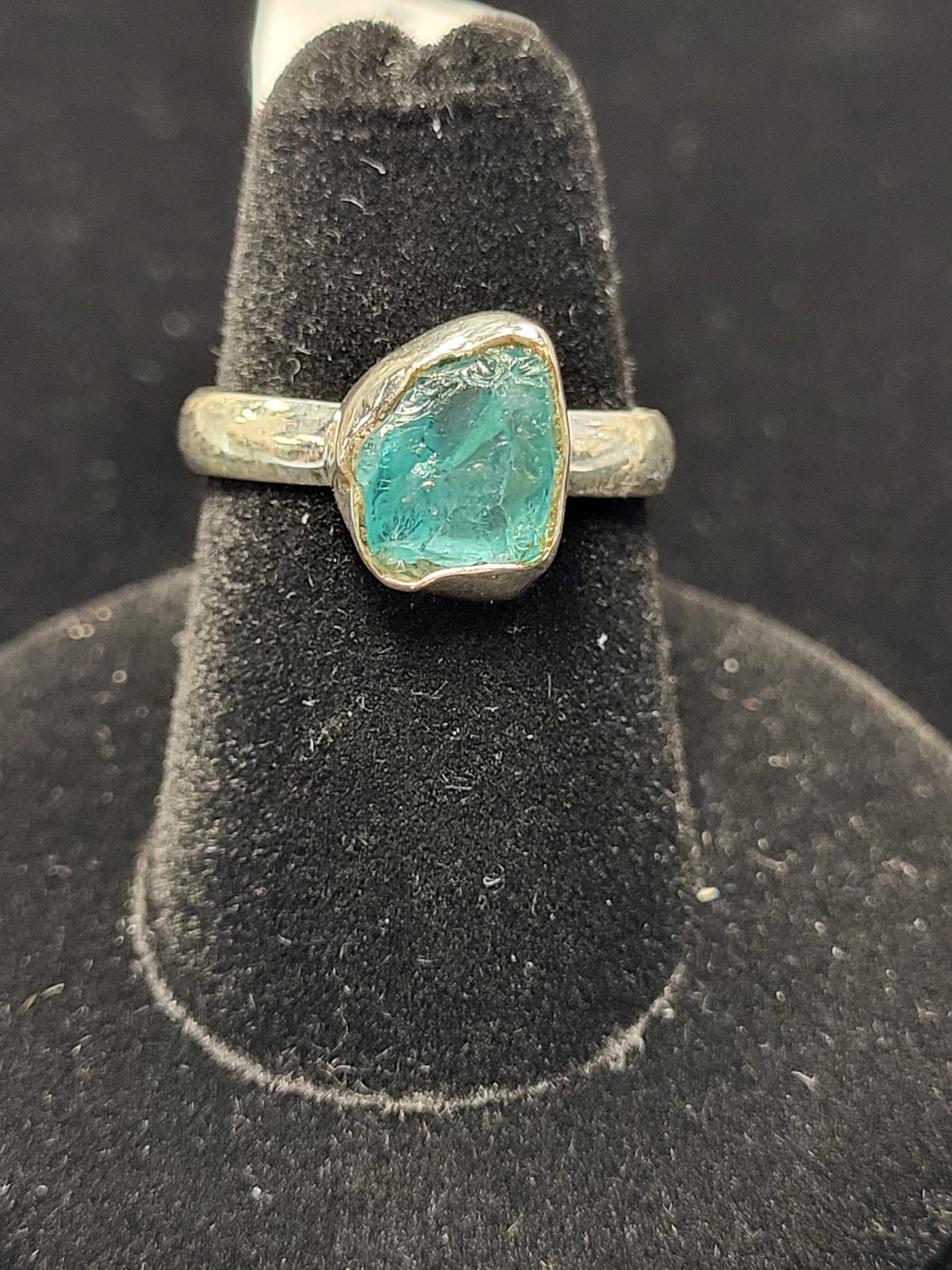 7 Apatite Raw Freeform Ring 925 Sterling Silver Size 7