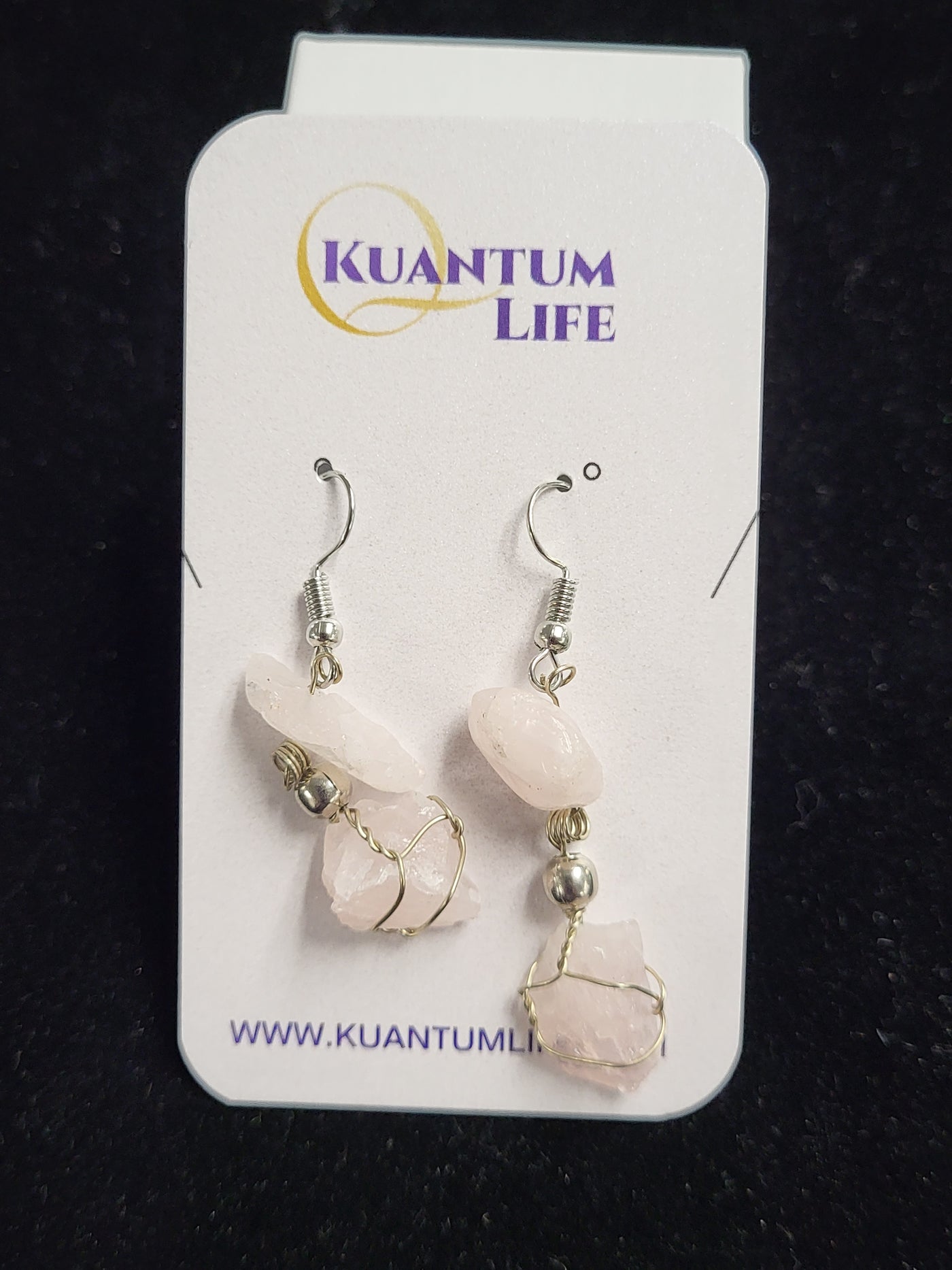 Rose Quartz Wire Wrap Earrings