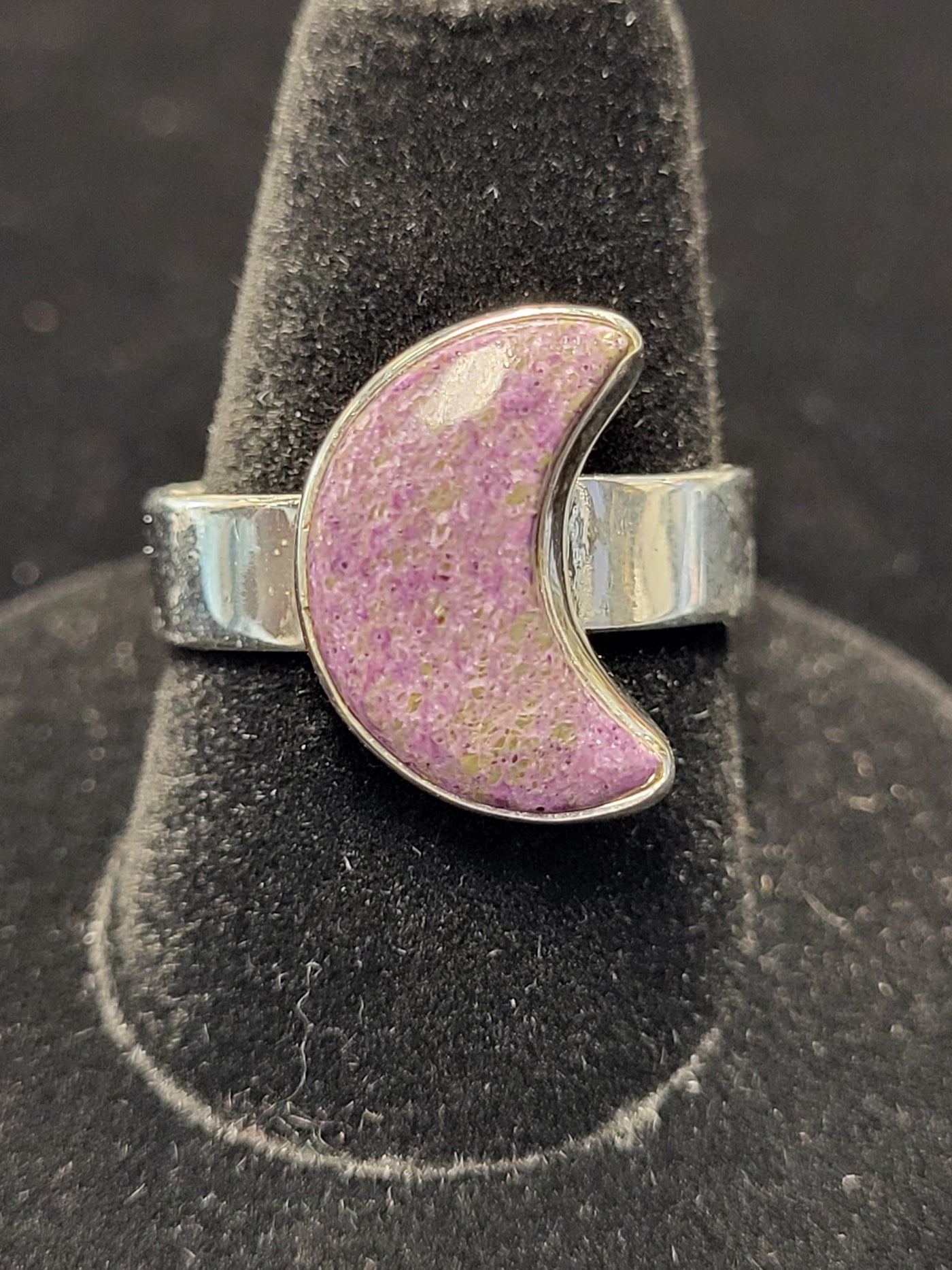 Stichtite Moon Sterling Silver Ring Size 8.5