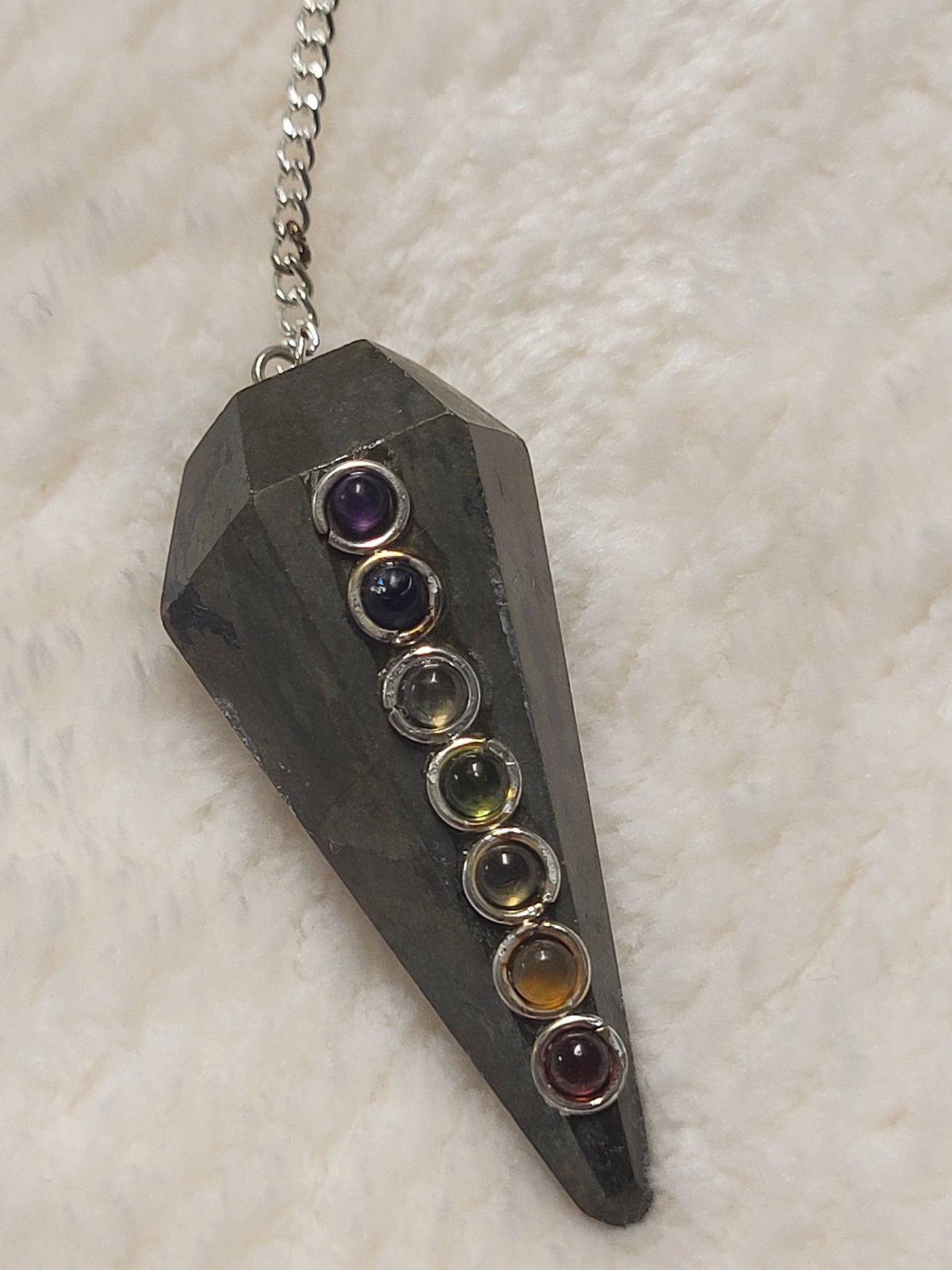 7 Chakra on Pyrite Pendulum