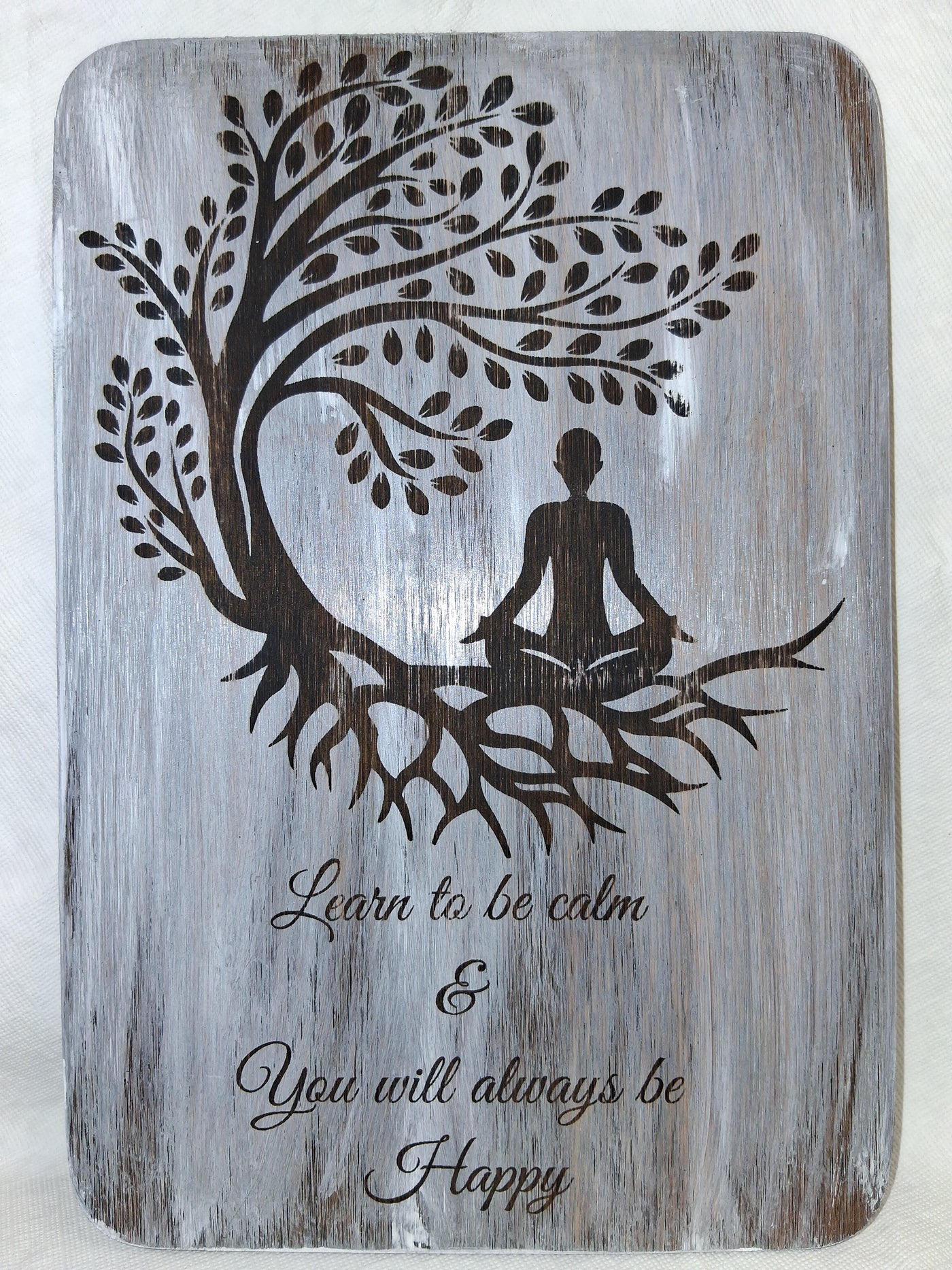 "Learn to be Calm" Vision Board Wood Etched Locally Handcrafted by Cassie