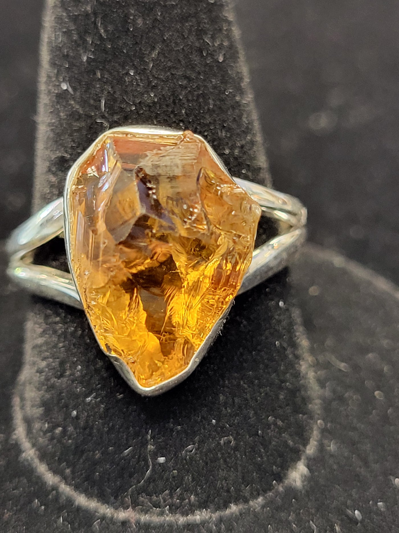 9.5 Citrine .75" Freeform Ring Sterling Silver Size 9.5