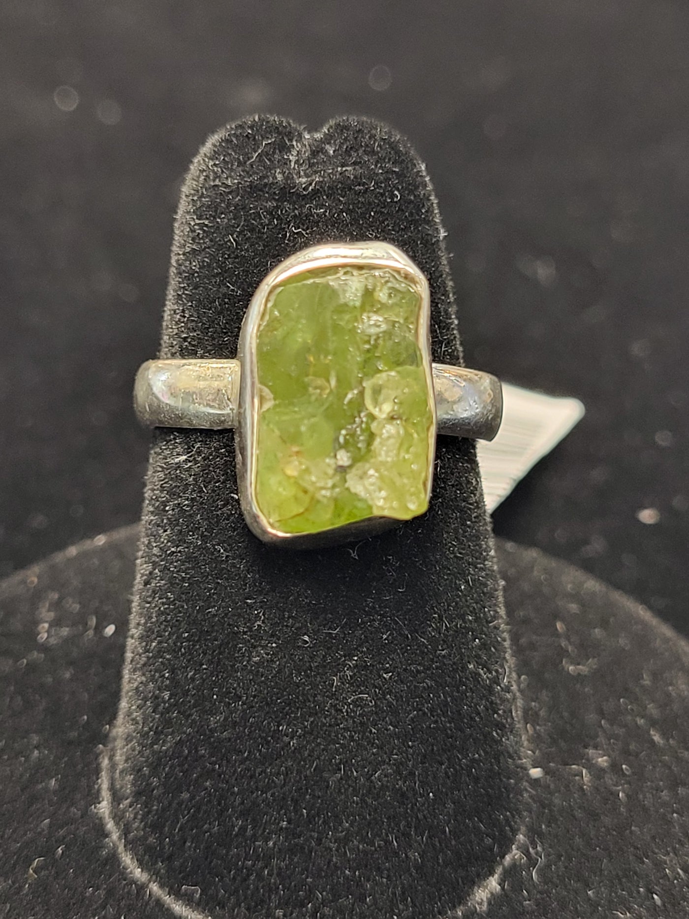 6 Peridot Raw Freeform Ring Sterling Silver Size 6