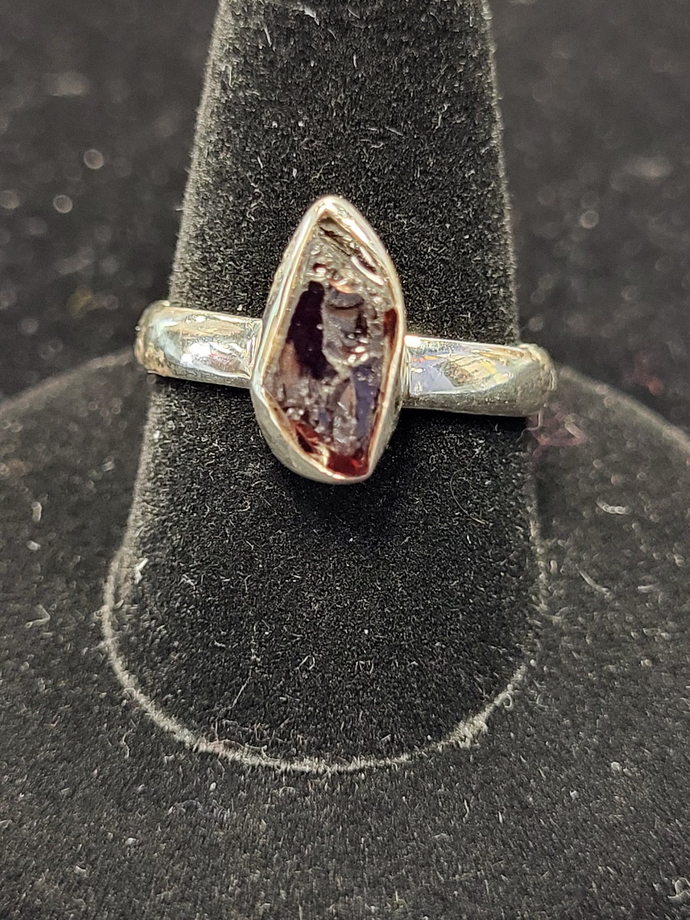 9 Garnet Raw Freeform Sterling Silver Ring Size 9