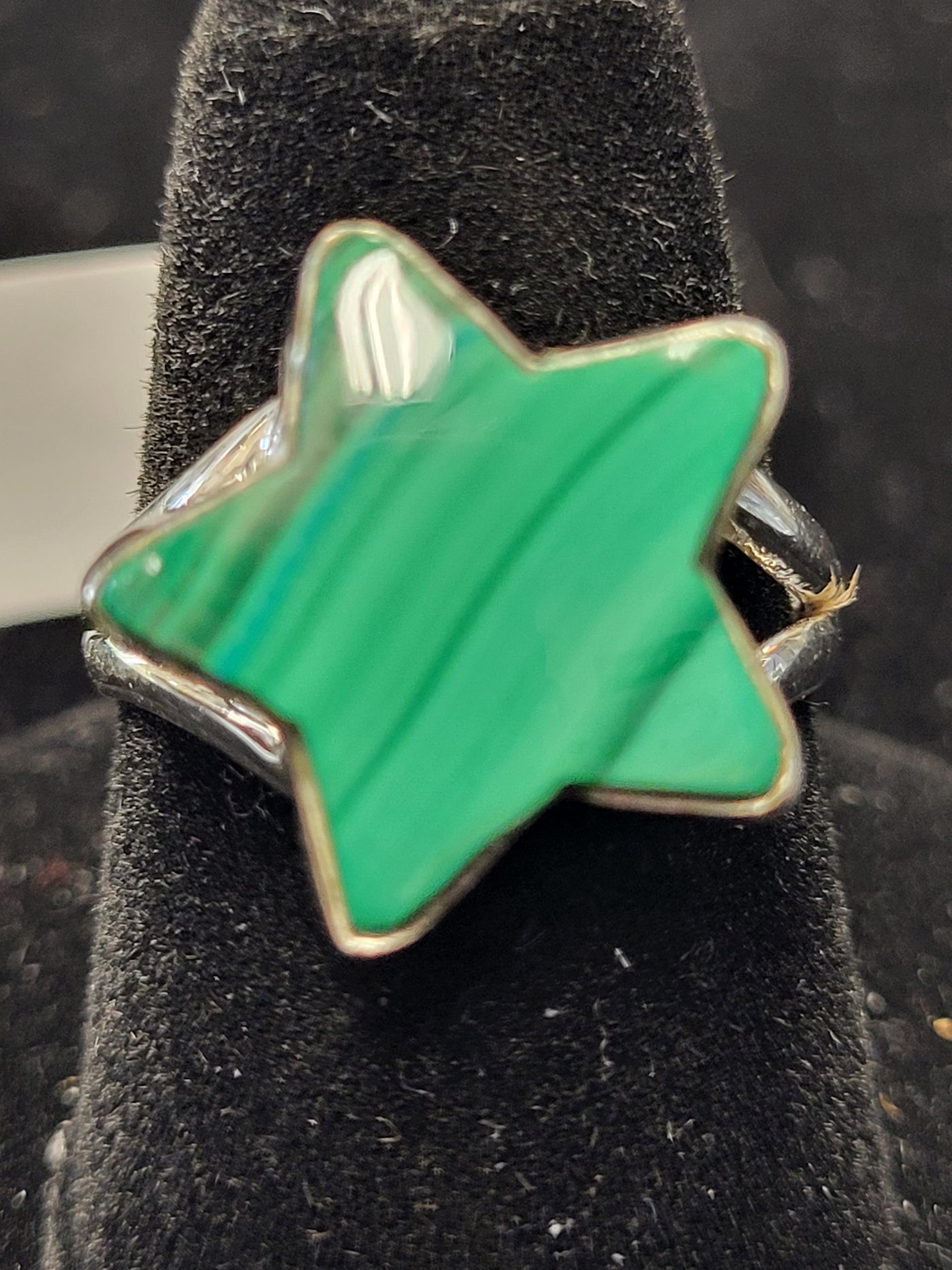 Malachite Star Ring Sterling Silver Size 7